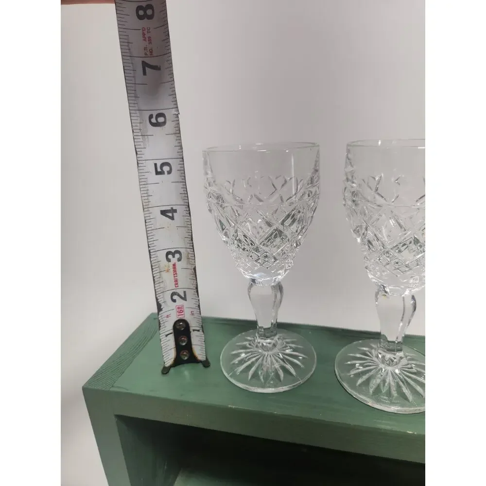 Set of 4 Vintage Cut Glass Crystal Wine Goblets 5